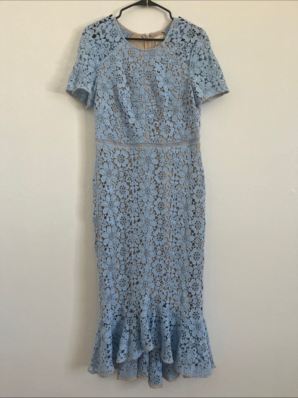 Shoshanna Powder Blue Floral Lace Edgecombe Midi Dress Size 10